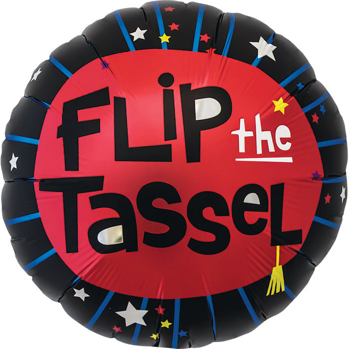 18" Flip The Tassel Red Round Foil