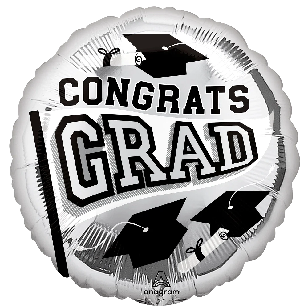 18" Congrats Grad Foil: Silver