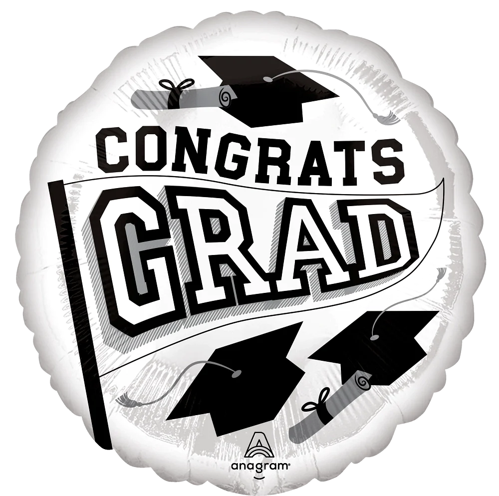 18" Congrats Grad Foil: White