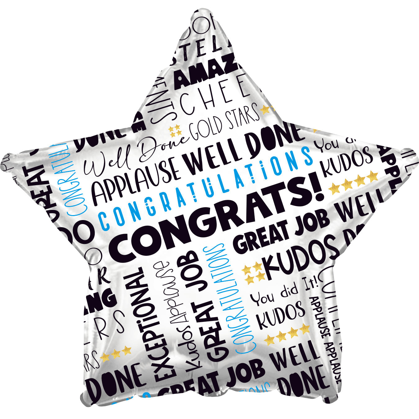 17" CONGRATS! Black and Blue Writing Star Foil