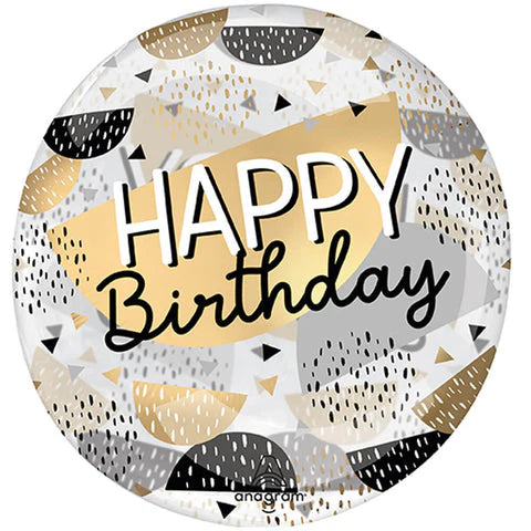 Clearz Orbz Happy Bday Blk & Gold
