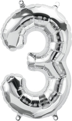 Lucky Foil: 34" Number 3 Silver