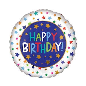 18" Happy Birthday w/Stars