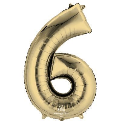 34" Number 6 White Gold Anagram