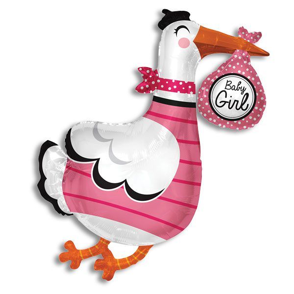 36" Baby Girl Stork