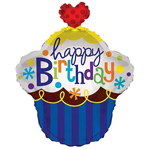 22" Shape Cupcake Birthday With Heart Shape Balloon