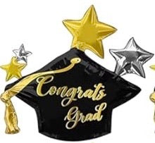 27" Congrats Grad Cap with Stars