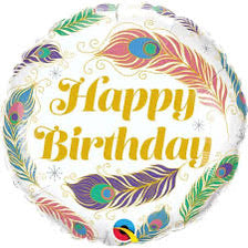 18" Happy Birthday Peacock Feathers