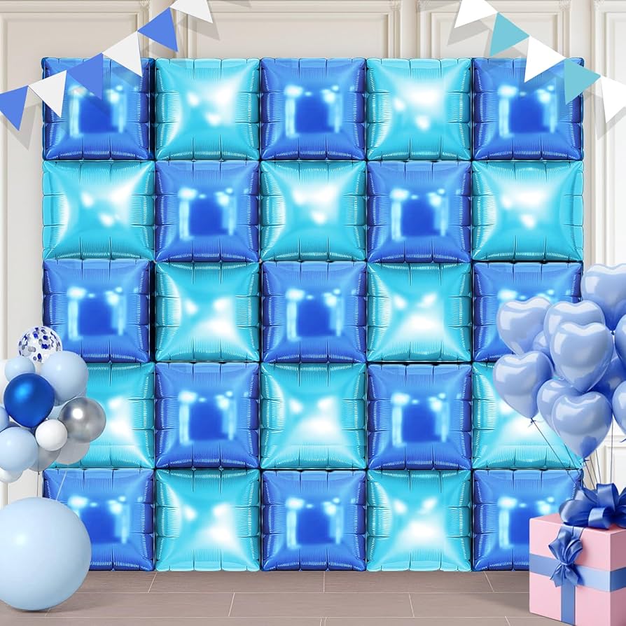 Square Balloon Wall: Blue 25pcs