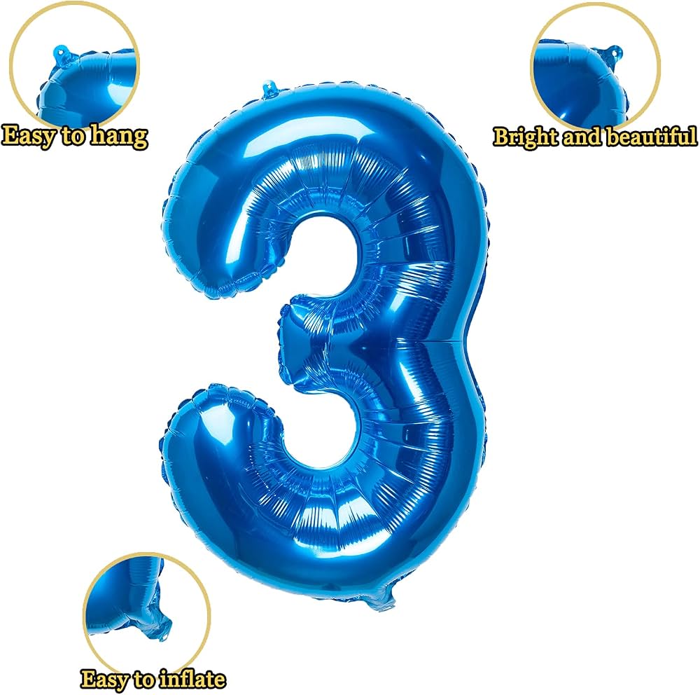 32" Dark Blue Number 3