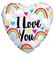 18" I love You Rainbow & Hearts