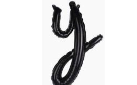 18" Black Cursive Letter: Y