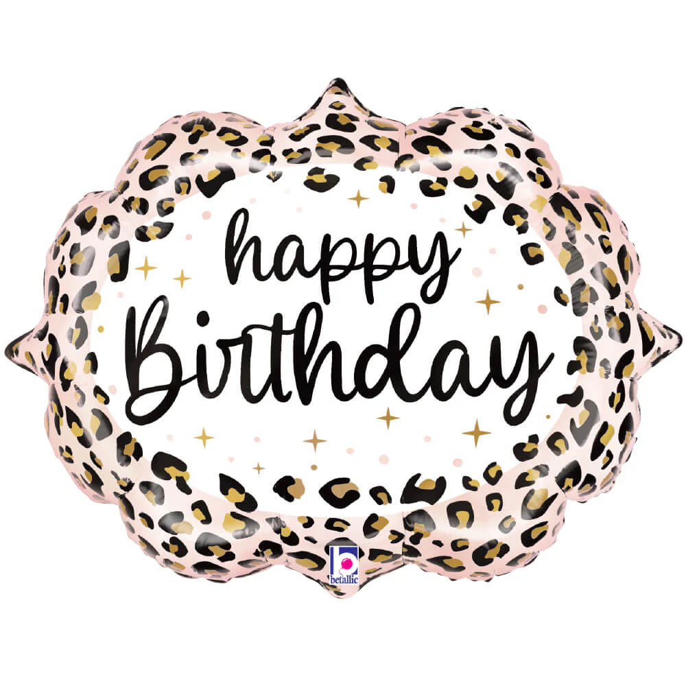27" Happy Birthday Leopard Balloon