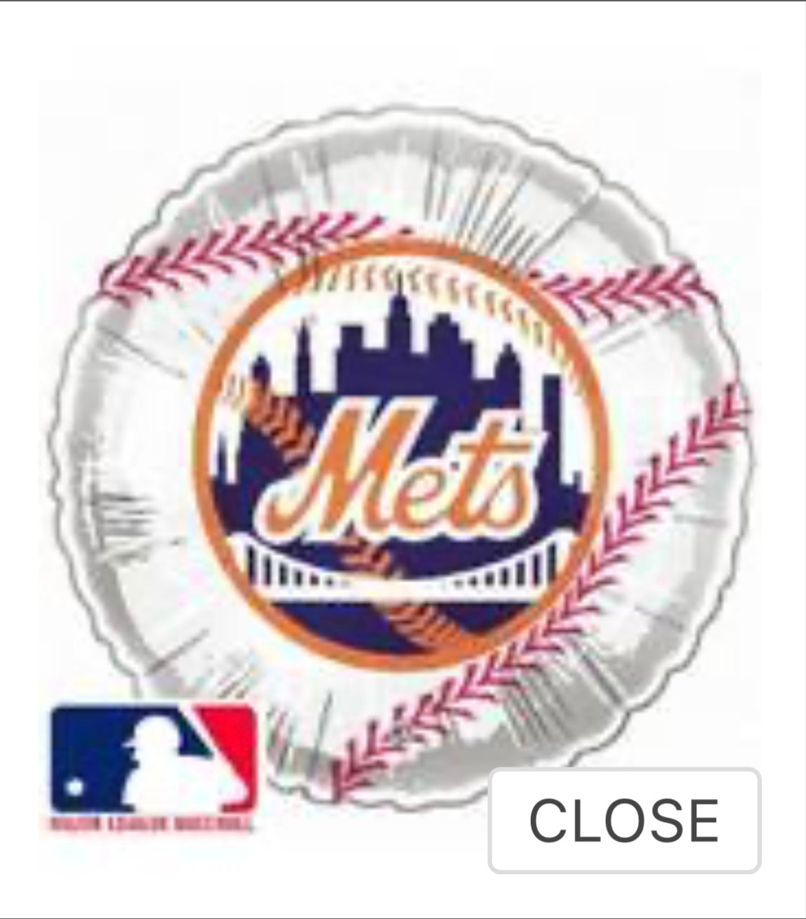 9” Airfill Only New York Mets Baseball Balloon