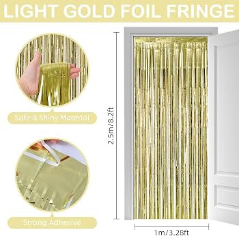 Foil Fringe Curtain: Light Gold