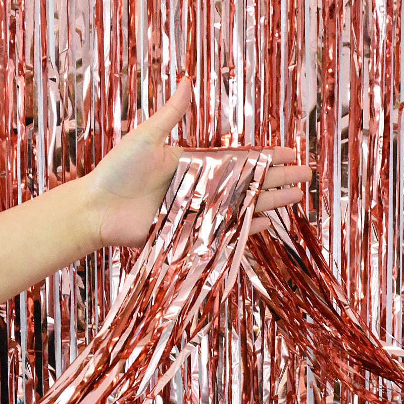 Foil Fringe Curtain: Rose Gold