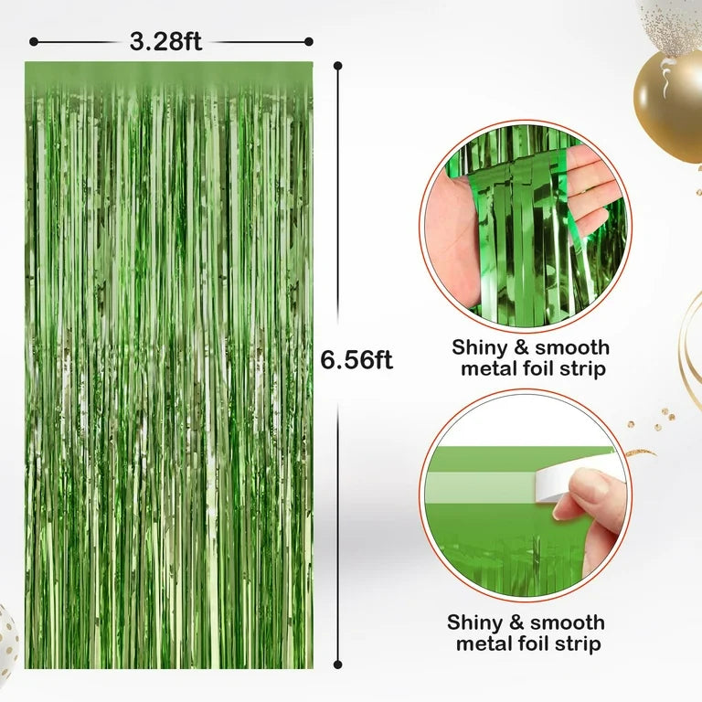 Foil Fringe Curtain: Lime Green