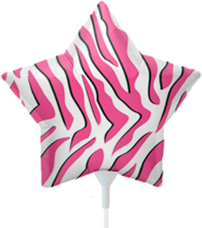 9” Star Foil - Pink Zebra Stripe 2pcs