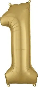 34” Number 1 White Gold Oh Balloons