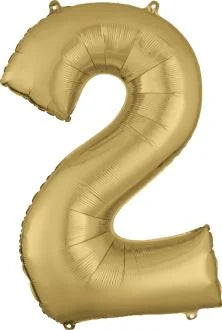 34” Number 2 White Gold Oh Balloons