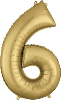 34” Number 6 White Gold Oh Balloons