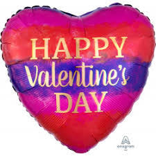 18” Heart Foil Happy Valentines Day pink, red and purple ombre