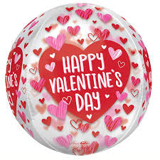 15” Happy Valentines Day Orbz with Red & Pink Mini Hearts