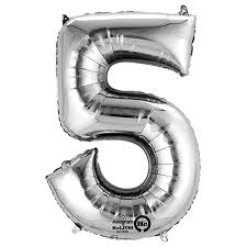 34” Number 5 Silver Anagram