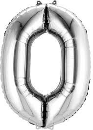 34” Number 0 Silver Anagram