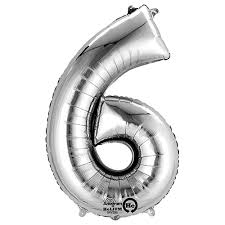 34” Number 6 Silver Anagram