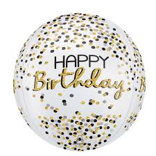 15" Orbz XL Silver, Black, Gold Birthday
