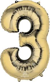 34" Number 3 White Gold Anagram