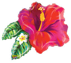 30" Tropical Flower Red Betallic