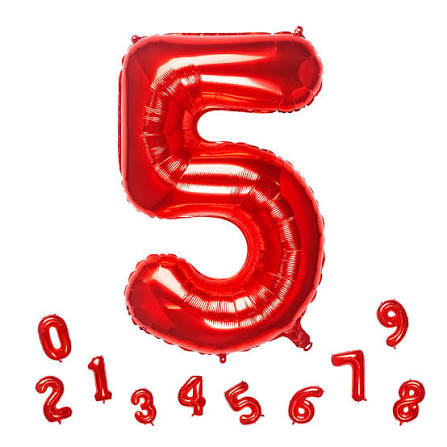 32” Red Number 5