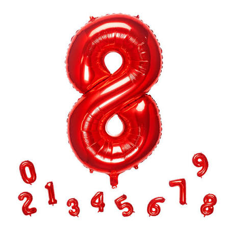 32” Red Number 8