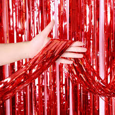 Foil Fringe Curtain: Red