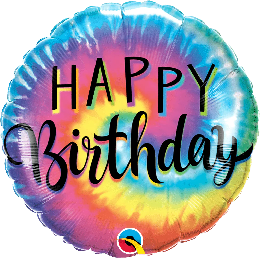 18" Happy Birthday Tie Dye Swirls