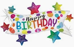 37" Happy Birthday Banner with stars