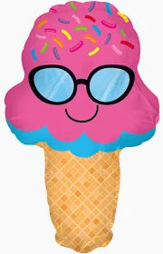 11” Ice Cream Cone w/heart glasses