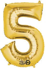34" Number 5 Gold Anagram