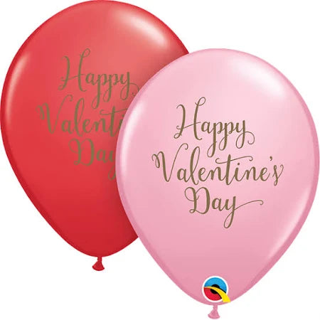 Qualatex 11" Happy Valentine's Day casual script 50ct