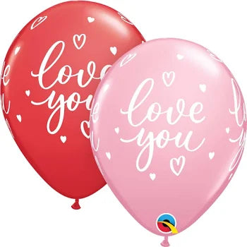 Qualatex 11" I love you casual script 50ct