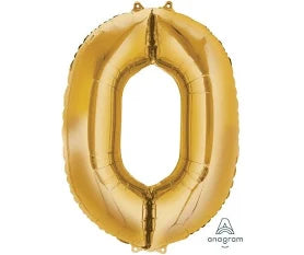 34" Number 0 White Gold Anagram